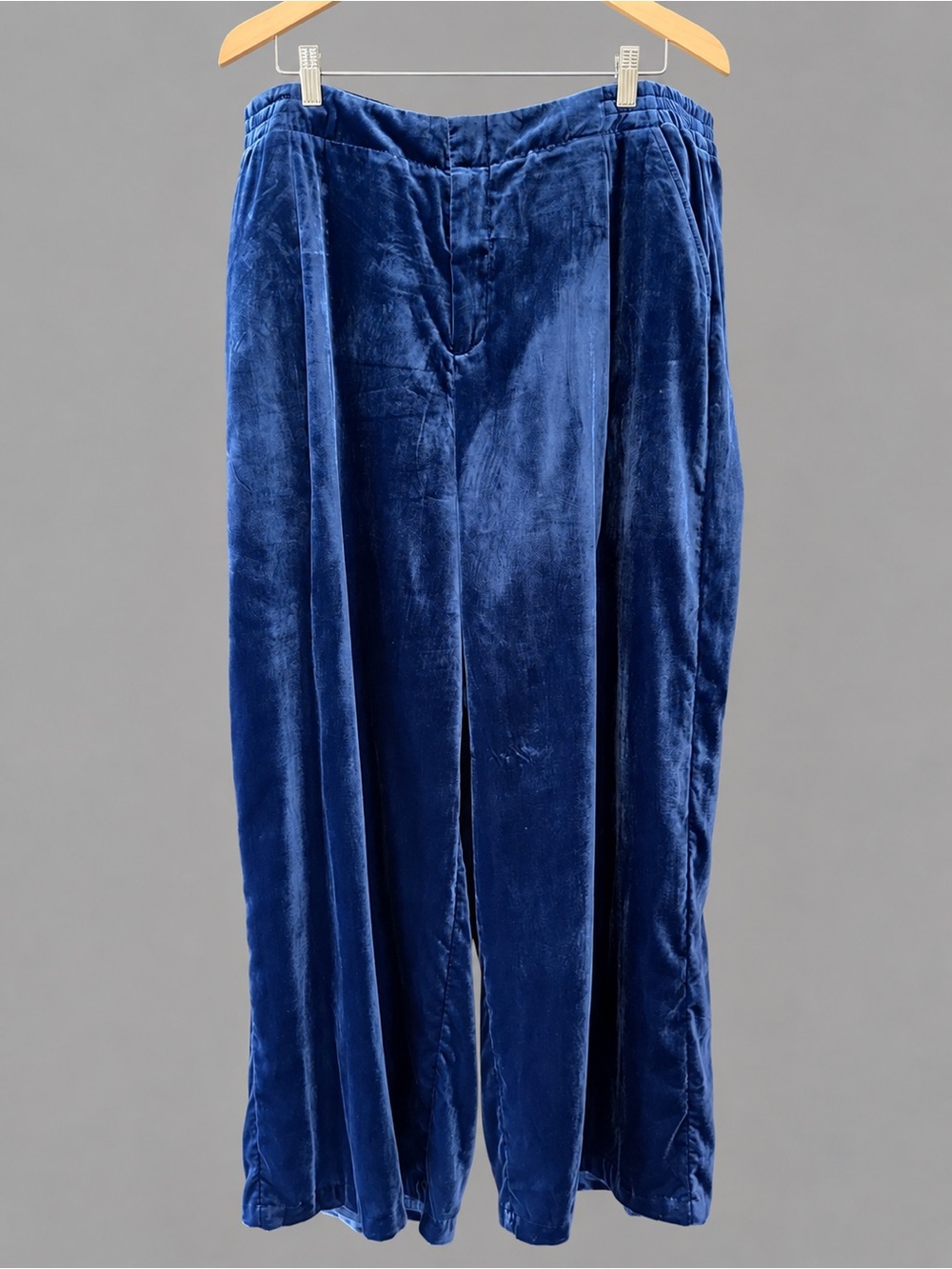 Anthropologie Velvet Wide Leg Pants Blue Plus Size 2X